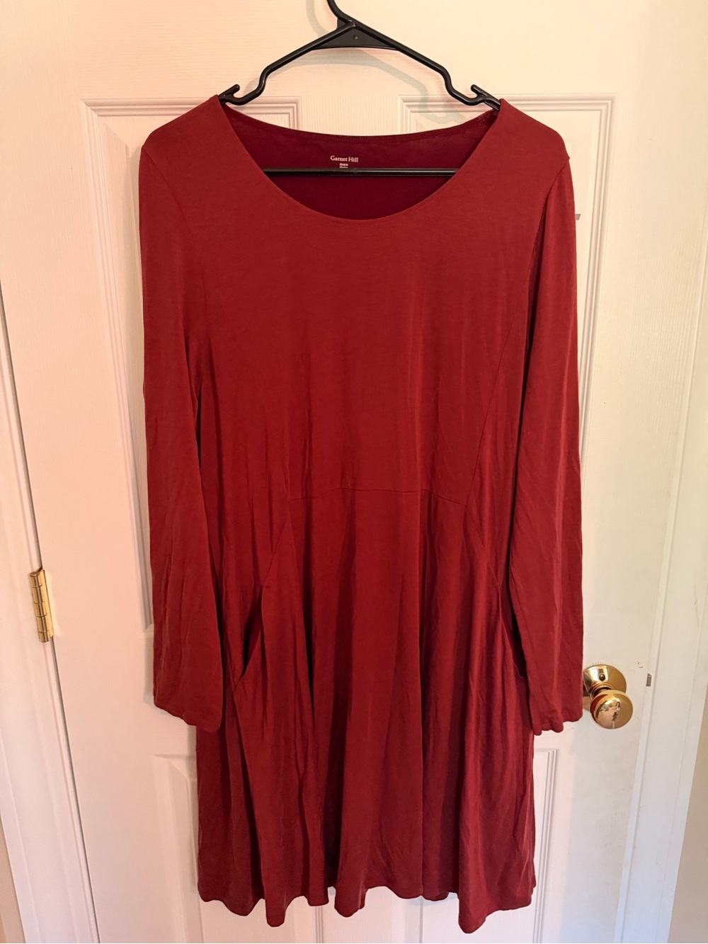 Garnet Hill Brick Red Long Sleeve Swing Dress